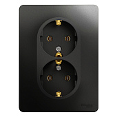 Купить Розетка Schneider Electric Glossa GSL000724 двухместная с заземлением антрацит по низкой цене