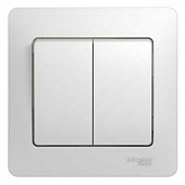 Купить Выключатель Schneider Electric Glossa GSL000152 двухклавишный белый по низкой цене