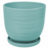 Купить Горшок керамический Рельеф с поддоном D21,5 см голубой по низкой цене