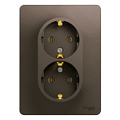 Купить Розетка Schneider Electric Glossa GSL000824 двухместная с заземлением шоколад по низкой цене