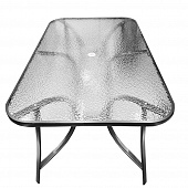 Купить Стол садовый металлический 150х90х71 см со стеклянной столешницей по низкой цене