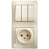 Купить Блок розетки с выключателем Schneider Electric Glossa GSL000276 трехклавишный бежевый по низкой цене