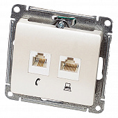 Купить Розетка компьютерная + телефонная Schneider Electric Глосса перламутр по низкой цене