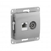 Купить Розетка ТВ + RJ45 Schneider Electric Глосса без рамки алюминий по низкой цене