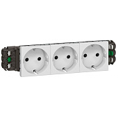 Купить Розетка Legrand Mosaic 077403 трехместная с заземлением и защитными шторками белый по низкой цене