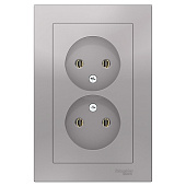 Купить Розетка Schneider Electric AtlasDesign ATN000320 двухместная без заземления алюминий по низкой цене