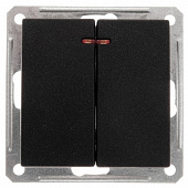 Купить Выключатель Schneider Electric W59 VS516-251-6-86 двухклавишный с индикатором черный бархат по низкой цене