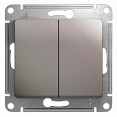 Купить Выключатель Schneider Electric Glossa GSL001251 двухклавишный платина по низкой цене