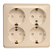 Купить Розетка Schneider Electric Этюд PA16-208K четырехместная Кремовая по низкой цене