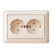 Купить Розетка Schneider Electric W59 RS16-255-28 двухместная с заземлением и защитными шторками Слоновая кость по низкой цене