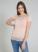 Купить Футболка Piazza Italia 25995 кружевная, розовая по низкой цене