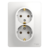 Купить Розетка Schneider Electric Glossa GSL000124 двухместная с заземлением белая по низкой цене