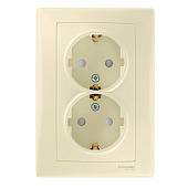 Купить Розетка Schneider Electric Sedna SDN3000747 двухместная с заземлением и защитными шторками бежевая по низкой цене