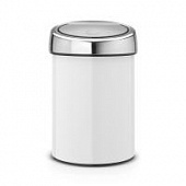 Купить Бак Brabantia Touch Bin New мусорный, белый, 3 л по низкой цене