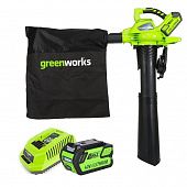 Купить Воздуходувка-пылесос Greenworks GD40BVK4 аккумуляторный по низкой цене