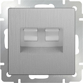 Купить Розетка Werkel WL09-RJ11+RJ45 телефонно-компьютерная серебряный рифленый по низкой цене