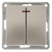 Купить Выключатель Schneider Electric W59 VS516-251-4-86 двухклавишный с индикатором шампань по низкой цене