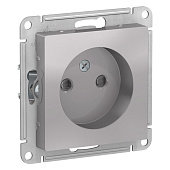 Купить Розетка Schneider Electric AtlasDesign ATN000349 одноместная без заземления с защитными шторками алюминий по низкой цене