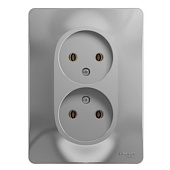 Купить Розетка Schneider Electric Glossa GSL000320 двухместная без заземления алюминий по низкой цене