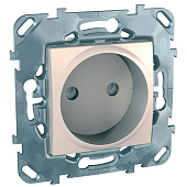 Купить Розетка Schneider Electric Unica MGU5.033.25ZD одноместная с защитными шторками бежевый по низкой цене