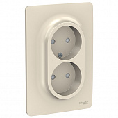 Купить Розетка Schneider Electric Unica New NU206344 двухместная без заземления с защитными шторками бежевая по низкой цене