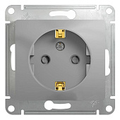 Купить Розетка Schneider Electric Glossa GSL000345 одноместная с заземлением и защитными шторками алюминий по низкой цене