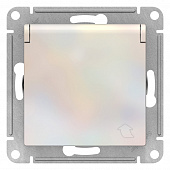 Купить Розетка Schneider Electric Атлас Дизайн с заземлением со шторками с крышкой без рамки без рамки жемчуг по низкой цене