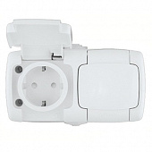 Купить Розетка Schneider Electric Рондо RA16-227B-BI IP44 двухместная белая по низкой цене
