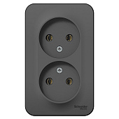 Купить Розетка Schneider Electric Blanca BLNRA000216 двухместная без заземления с изолирующей пластиной антрацит по низкой цене