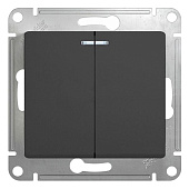 Купить Выключатель Schneider Electric Glossa GSL000753 двухклавишный с индикатором антрацит по низкой цене