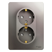 Купить Розетка Schneider Electric Glossa GSL001226 двухместная с заземлением и защитными шторками платина по низкой цене