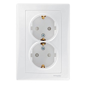 Купить Розетка Schneider Electric Sedna SDN3000721 двухместная с заземлением и защитными шторками белая по низкой цене
