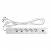 Купить Удлинитель Schneider Electric 5 гнезд + 2 USB с заземлением 3 м белый по низкой цене