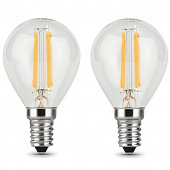 Купить Лампа Gauss 105801205P Filament Шар E14 5W 4100К светодиодная 2 шт по низкой цене