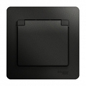 Купить Розетка Schneider Electric Glossa GSL000746 одноместная с заземлением и защитными шторками с крышкой антрацит по низкой цене