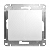 Купить Проходной выключатель двухклавишный Schneider Electric Глосса без рамки белый по низкой цене