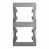 Купить Рамка Schneider Electric Глосса 2 поста вертикальная алюминий по низкой цене