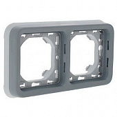 Купить Рамка Legrand Plexo 069683 с суппортом серая двухместная по низкой цене