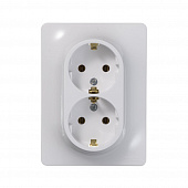Купить Двойная розетка Schneider Electric Глосса с заземлением белая по низкой цене