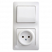 Купить Выключатель одноклавишный + розетка Schneider Electric Глосса с рамкой без заземления белый по низкой цене