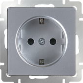 Купить Розетка Werkel WL06-SKG-01-IP20 одноместная с заземлением серебряный по низкой цене