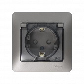 Купить Розетка Schneider Electric Глосса с крышкой с заземлением бежевая по низкой цене