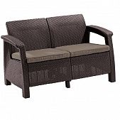 Купить Диван Keter Corfu Love Seat пластиковый коричневый - серо-бежевый по низкой цене