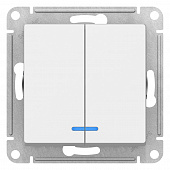 Купить Выключатель Schneider Electric AtlasDesign ATN000153 двухклавишный с индикатором белый по низкой цене
