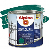 Купить Эмаль Alpina Direkt auf Rost по ржавчине молотковая зеленая 0,75 л по низкой цене