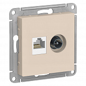 Купить Розетка компьютерная + телевизионная Schneider Electric Атлас Дизайн без рамки бежевая по низкой цене