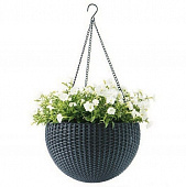 Купить Кашпо Keter Hanging Sphere Planter подвесное для цветов Антрацит 350х350х220 мм по низкой цене