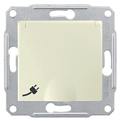 Купить Розетка Schneider Electric Sedna SDN3100147 одноместная с заземлением и защитными шторками с крышкой бежевый по низкой цене