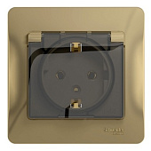 Купить Розетка Schneider Electric Glossa GSL000446 одноместная с заземлением и защитными шторками с крышкой титан по низкой цене