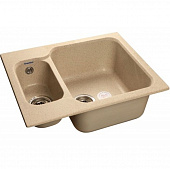 Купить Мойка GranFest Standart GF-S615K кухонная, композитная, песочная, двухсекционная 612х495 мм по низкой цене